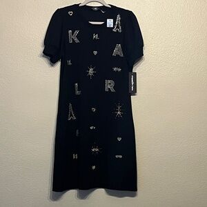 Karl Lagerfeld Black Dress with Embellished Accents